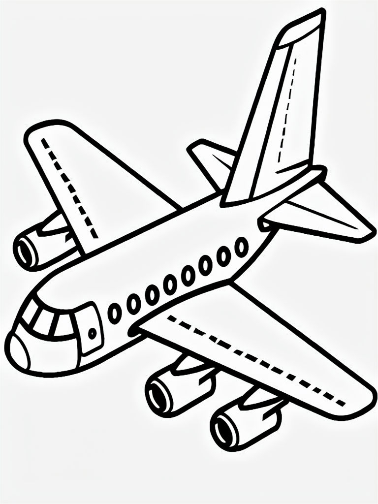 Simple Cartoon Airplane Outline for Coloring Fun Coloring Book Pages