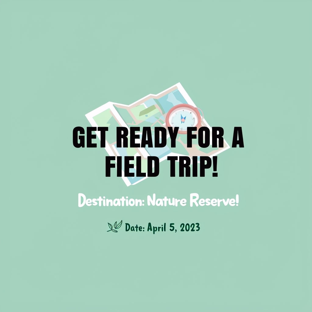 Minimalist Field Trip Announcement with Map and Compass Design Social Media Post