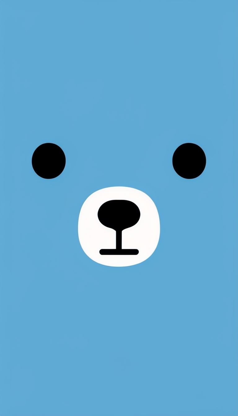 Cute Minimalist Bear Face Illustration on Sky Blue Phone Case Cover