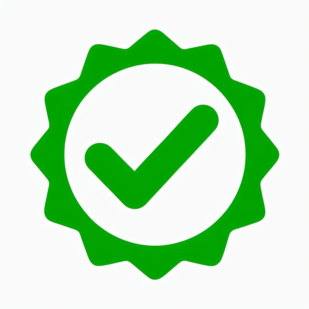 Green Checkmark Icon with Scalloped Border Sticker