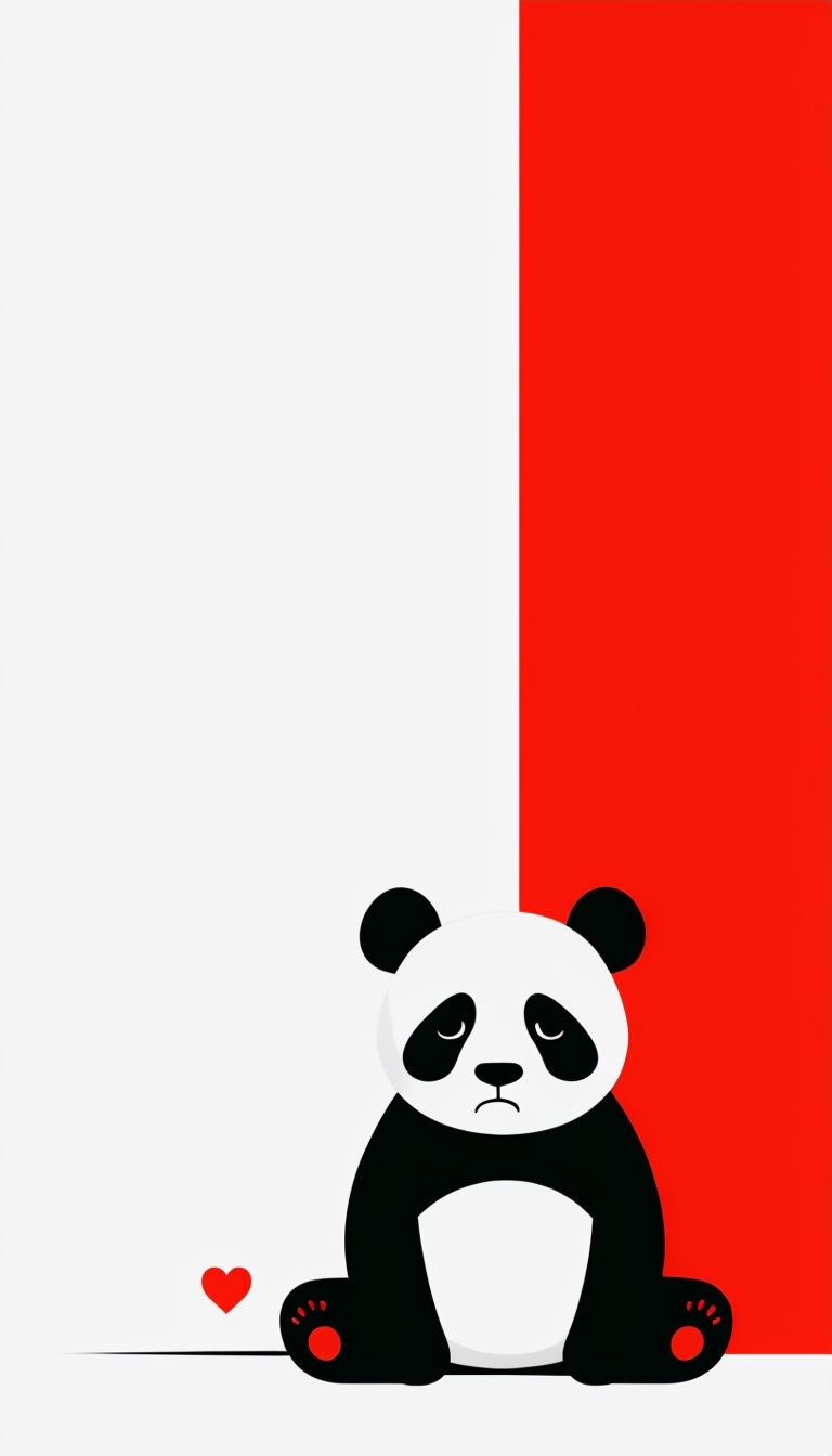 Sad Panda Minimalist Cartoon Illustration Phone Case Cover