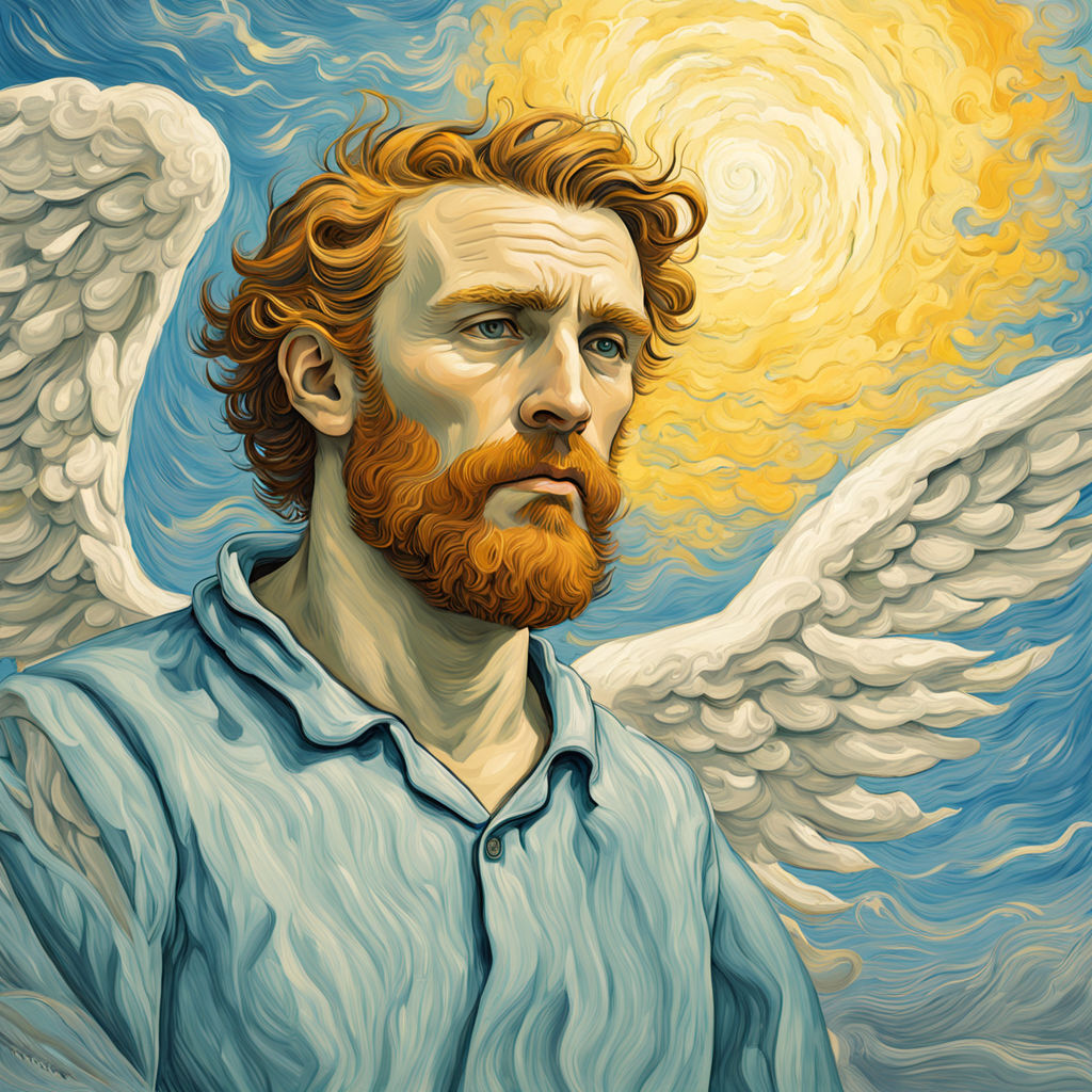 A sky with a angel. Fine art. Vincent van gogh style. High d... by ...