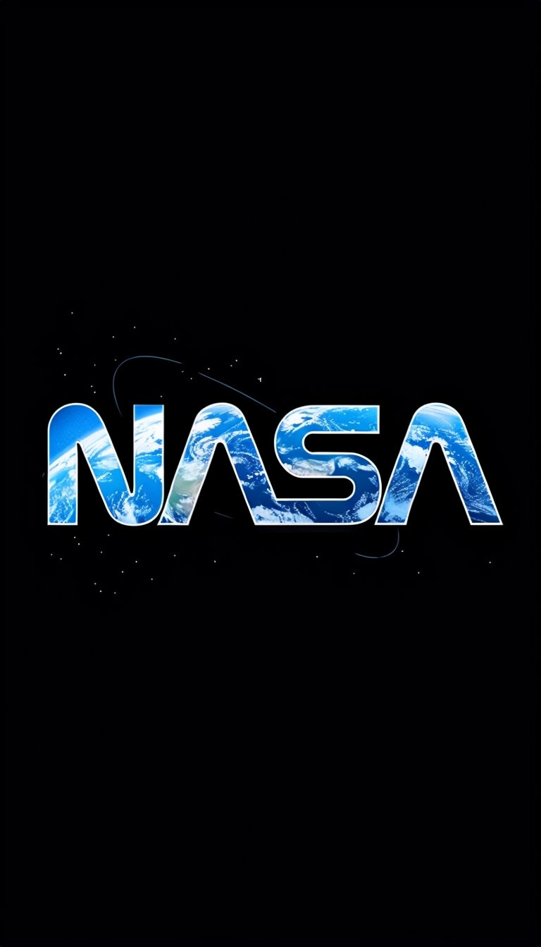 NASA Logo with Earth Imagery on Black Background Mobile Wallpaper