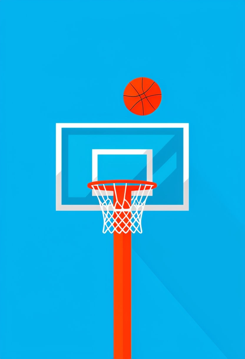 Minimalist Basketball Hoop Illustration for Modern Sports Poster