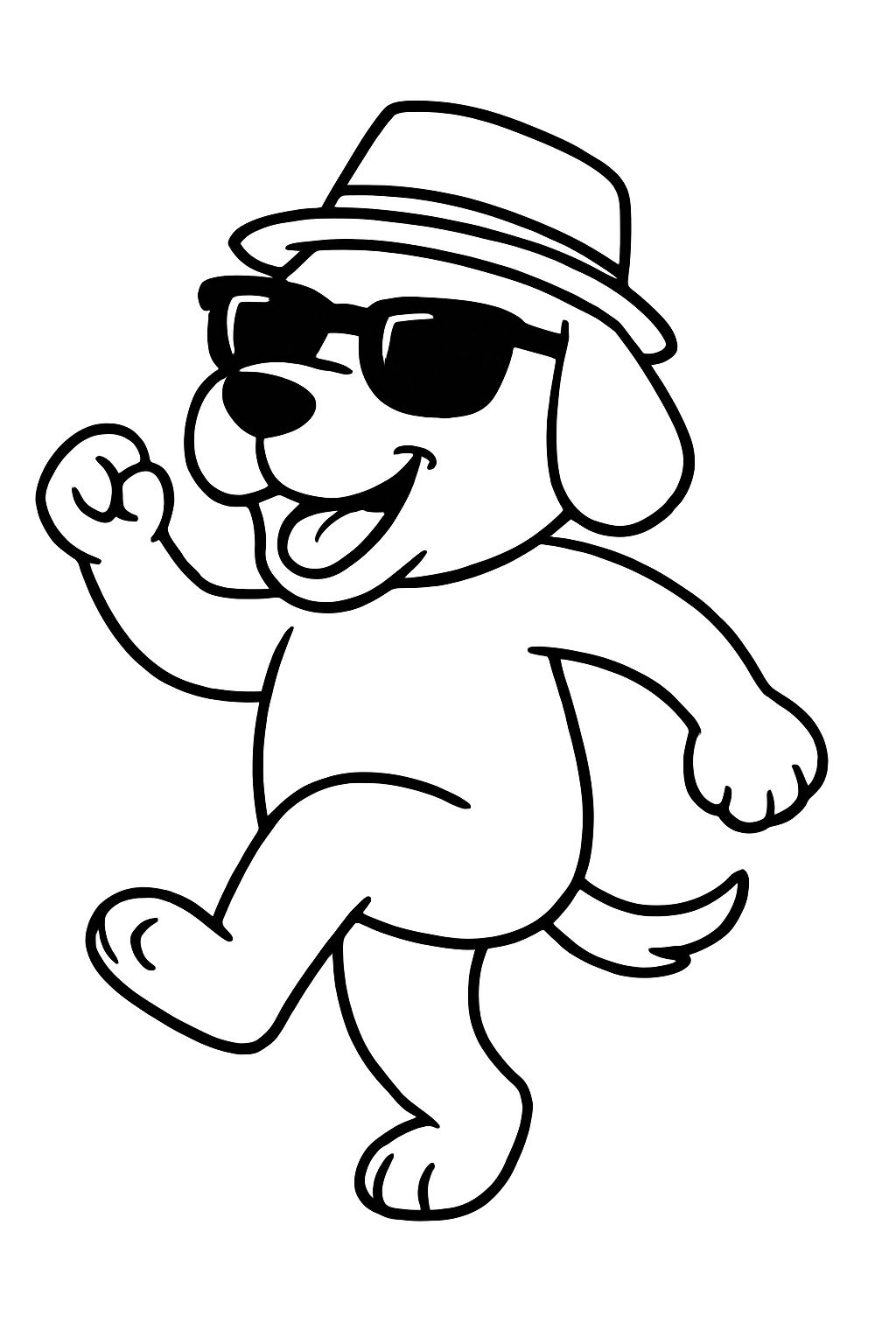 Joyful Cartoon Dog Line Drawing for Coloring Book Pages