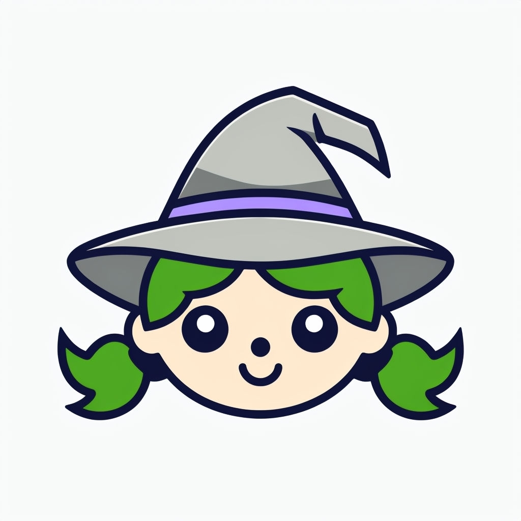 Cute Cartoon Witch Face Illustration Sticker