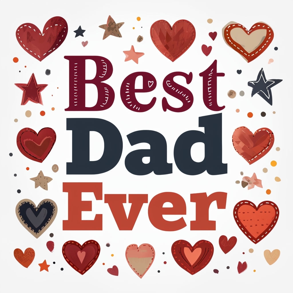 Colorful Best Dad Ever Illustration for Father's Day Card