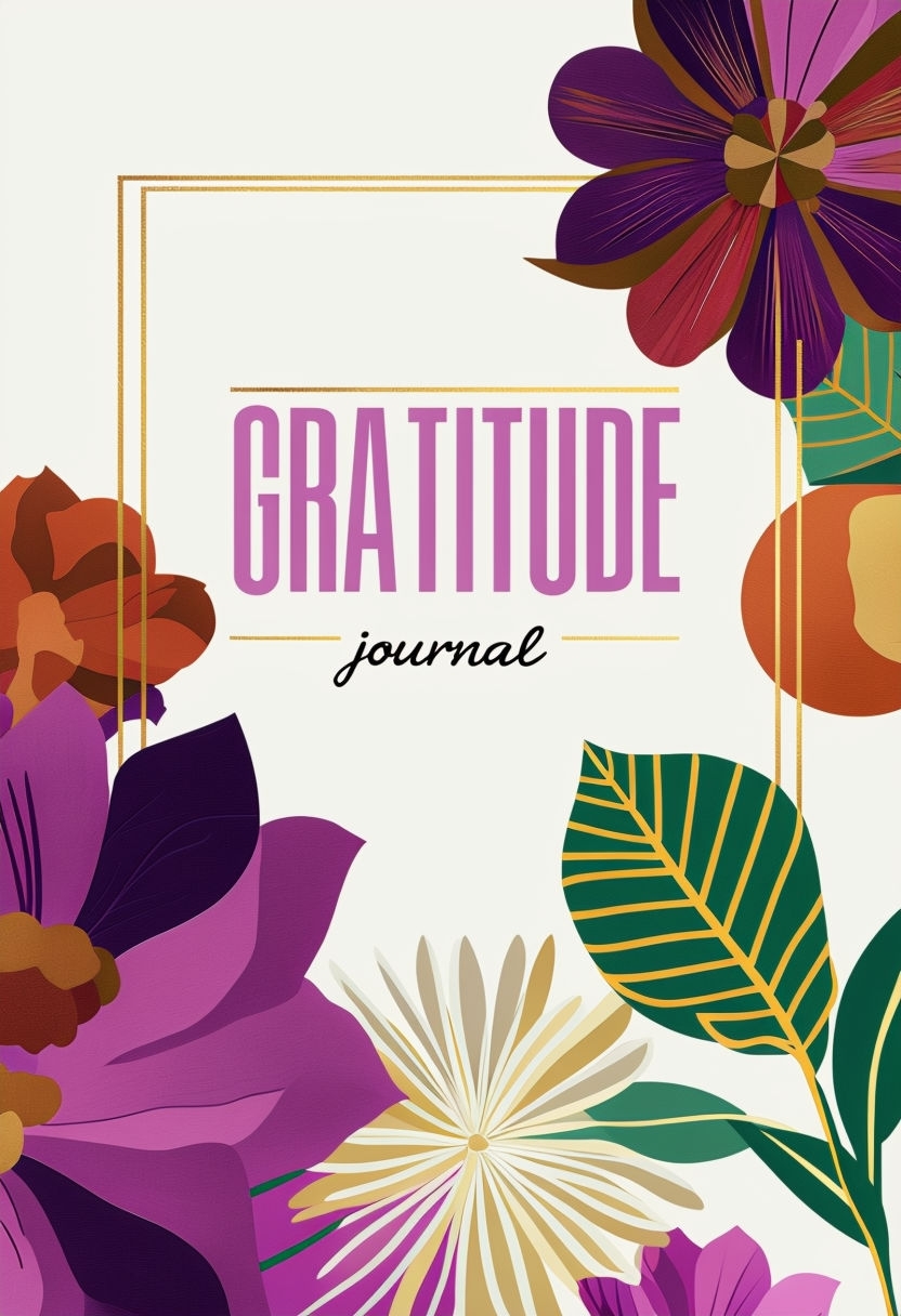 Stylish Gratitude Journal with Floral Design EBook Cover