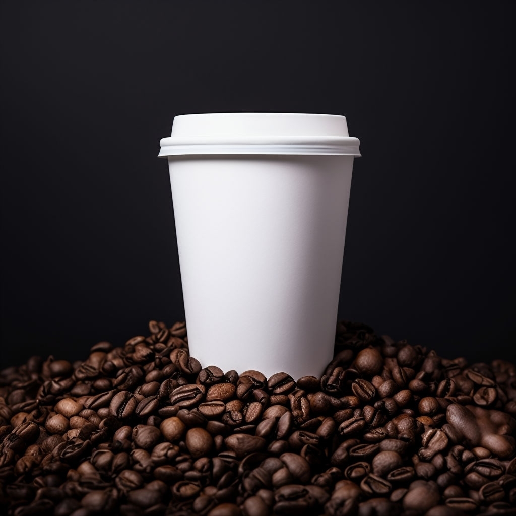 Minimalist Coffee Cup on Roasted Beans Photography Mockup