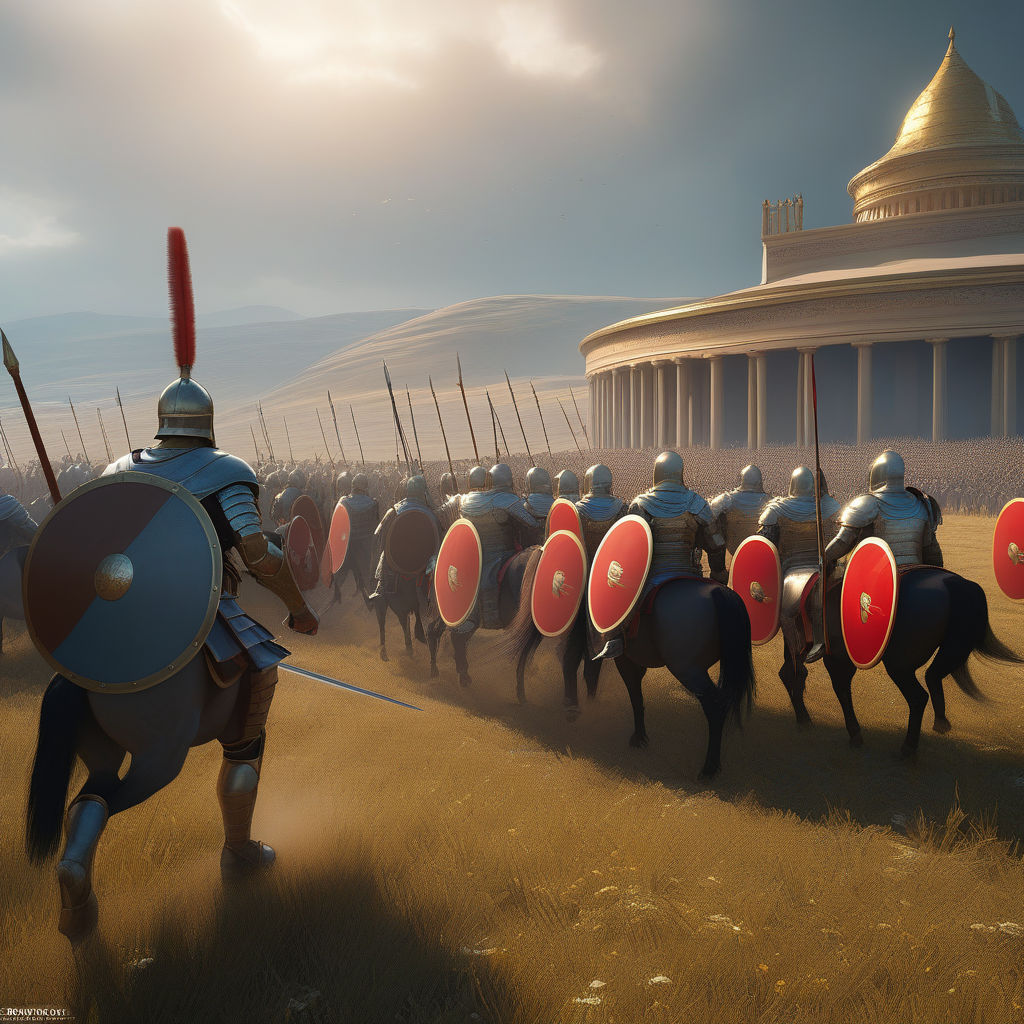 Battle of romans in the year 1 ad with armor and battle clot by