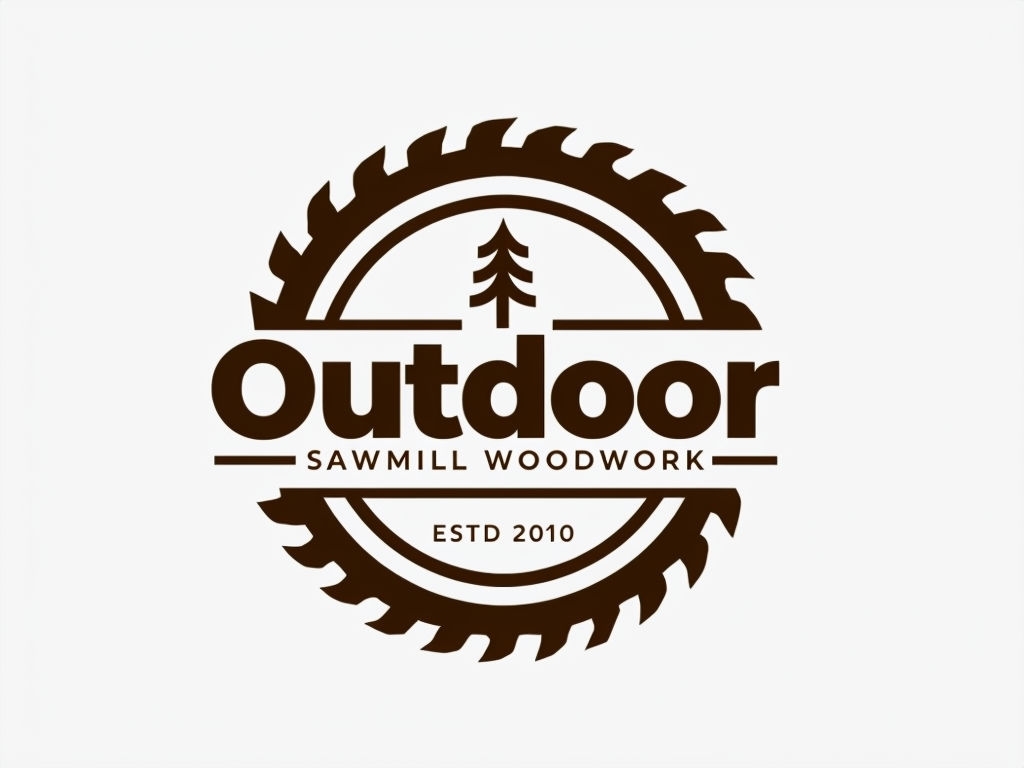 Modern Rustic Outdoor Sawmill Woodwork Logo Design