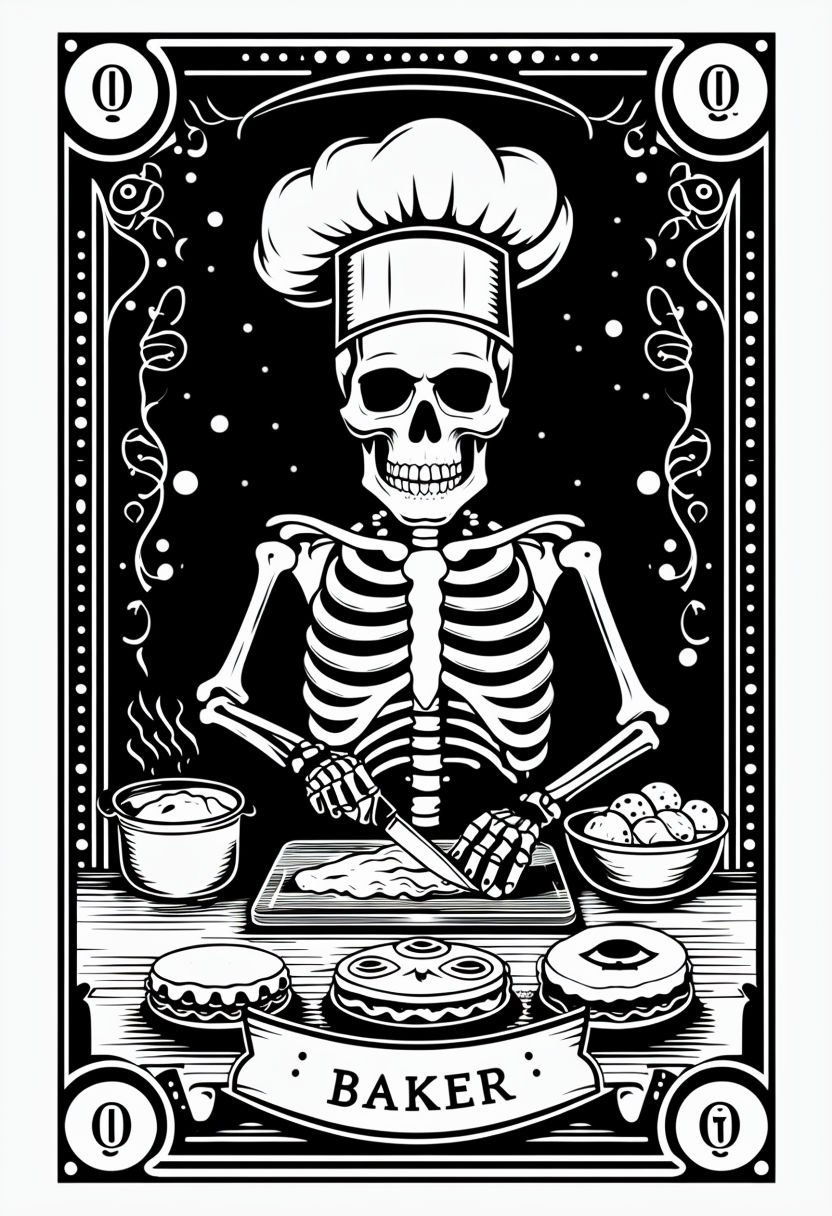 Vintage Tattoo Chef Skeleton Baker Art T-Shirt