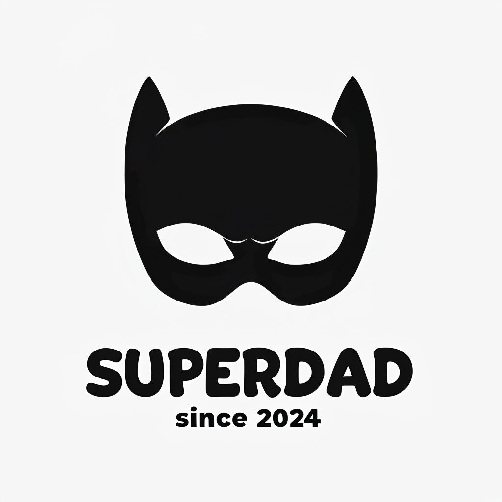 Minimalist Black Superhero Mask Design for Superdad Mug