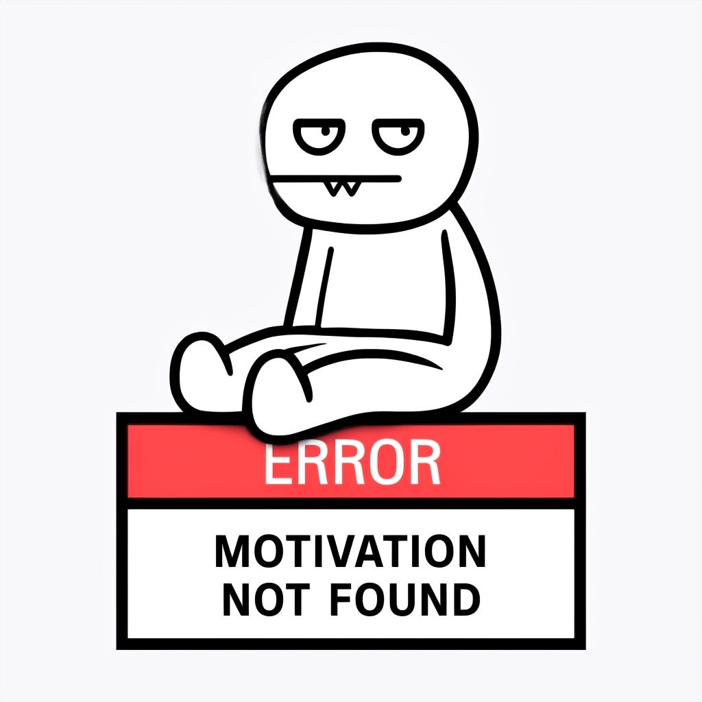 Indifferent Cartoon Character with Error Message Sticker