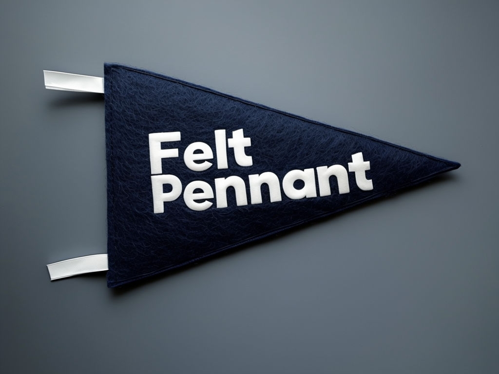 Navy Blue Felt Pennant with Glossy Text Illustration Mockup