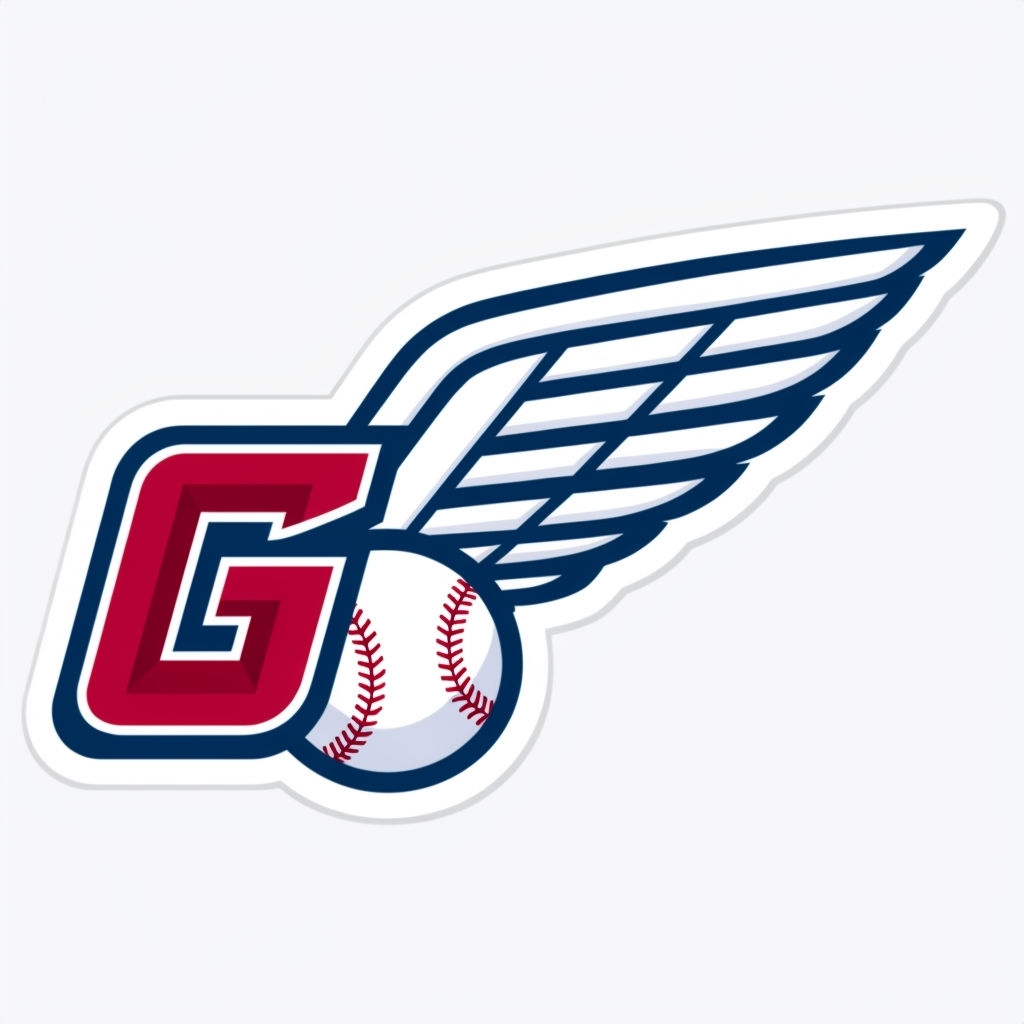 Dynamic Red Letter G Logo with Wings and Baseball Sticker