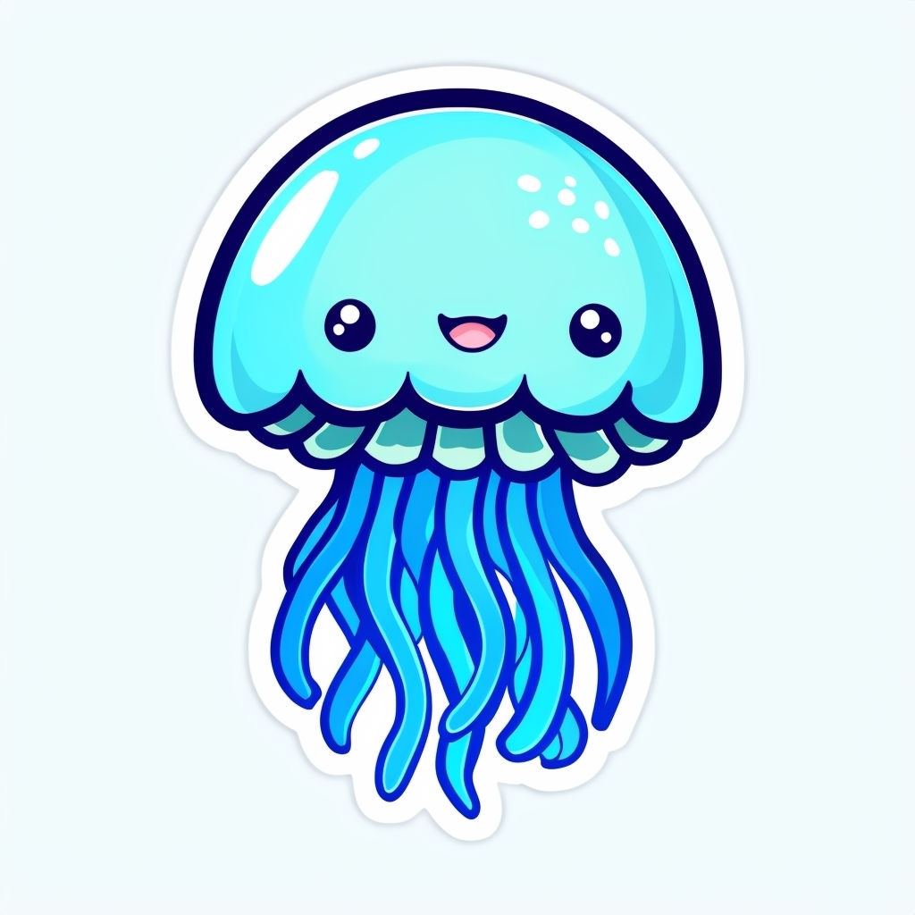 Cute Cartoon Jellyfish with Playful Expression Sticker