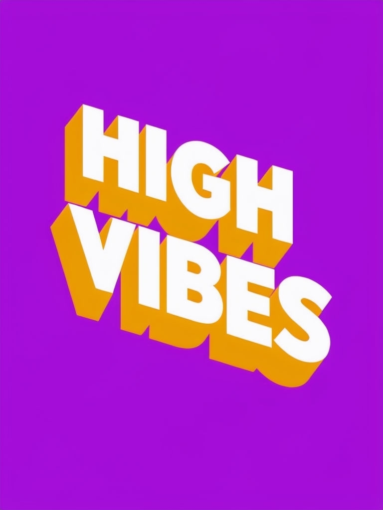 3D Text "High Vibes" poster design