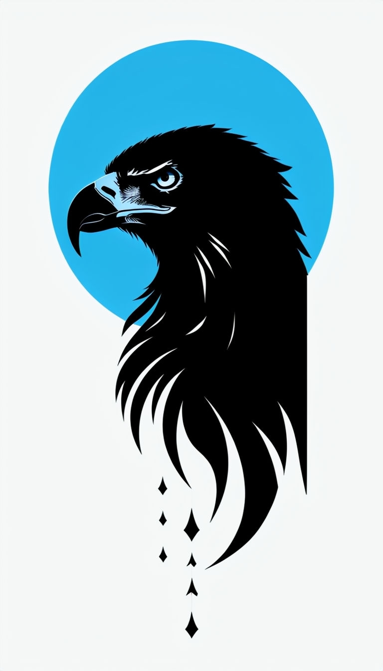 "Bold Eagle Profile Silhouette with Sky Blue Background Wallpaper"