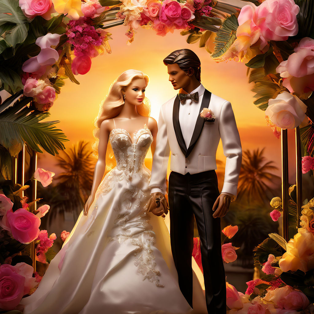 Barbie in a wedding gown accentuated with non-traditional el... by ...