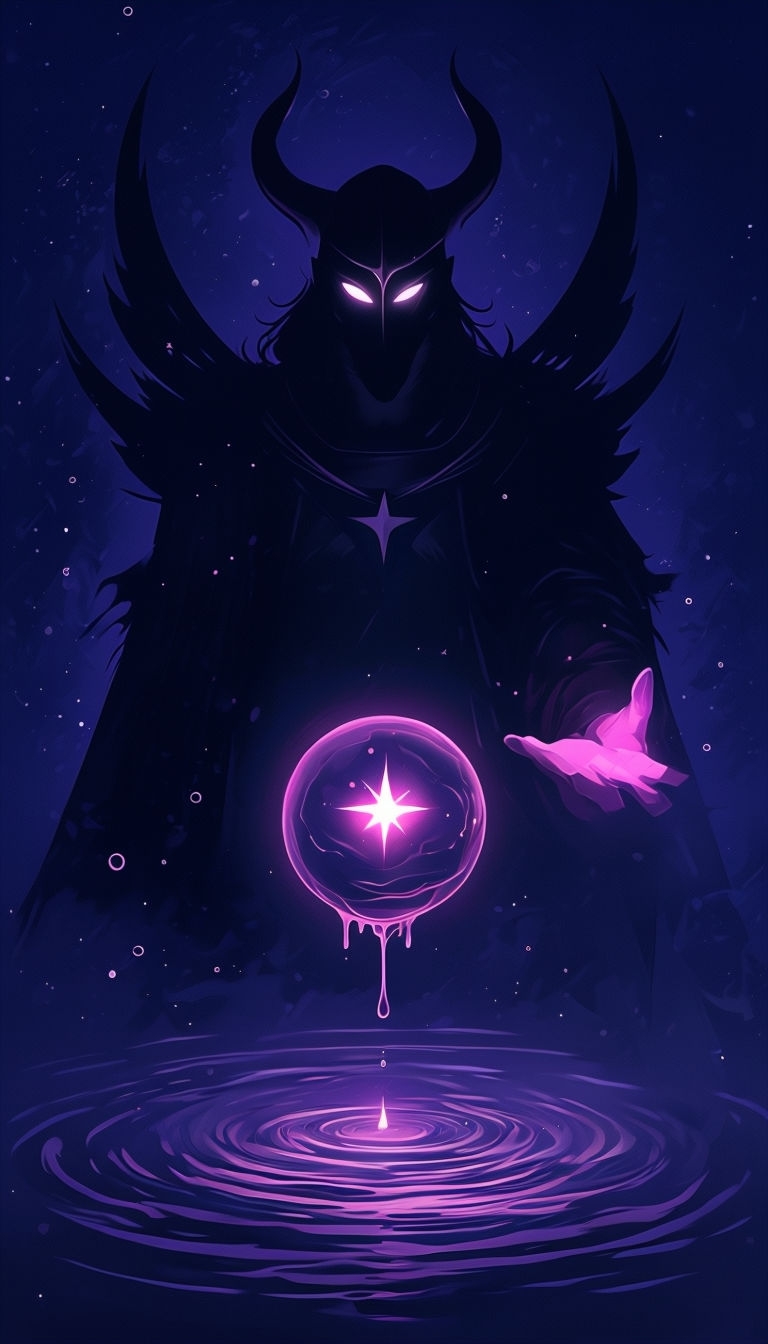 Glowing Neon Orb in Dark Mystical Scene Mobile Wallpaper