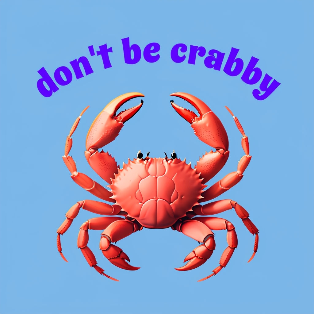 Don't Be Crabby Coral Crab Illustration T-Shirt