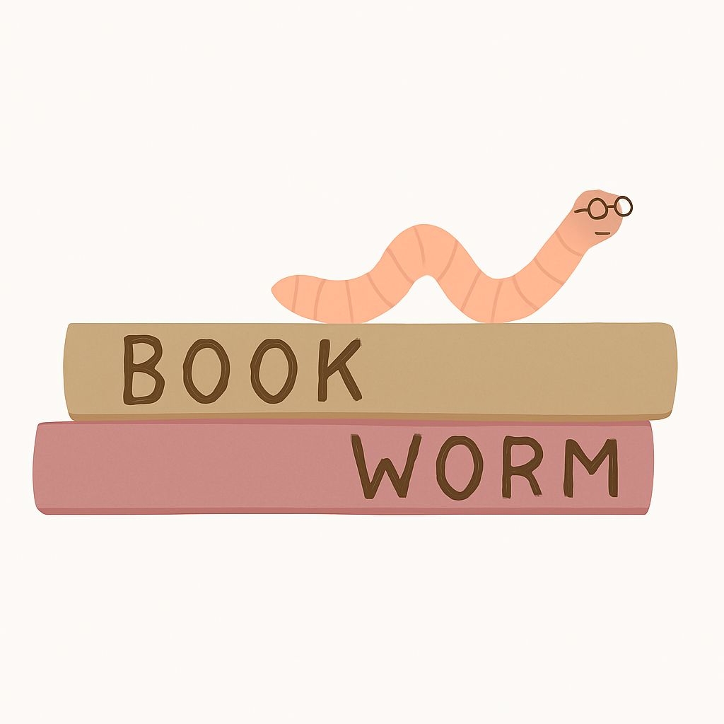 Whimsical Cartoon Books with Friendly Worm Illustration Sticker