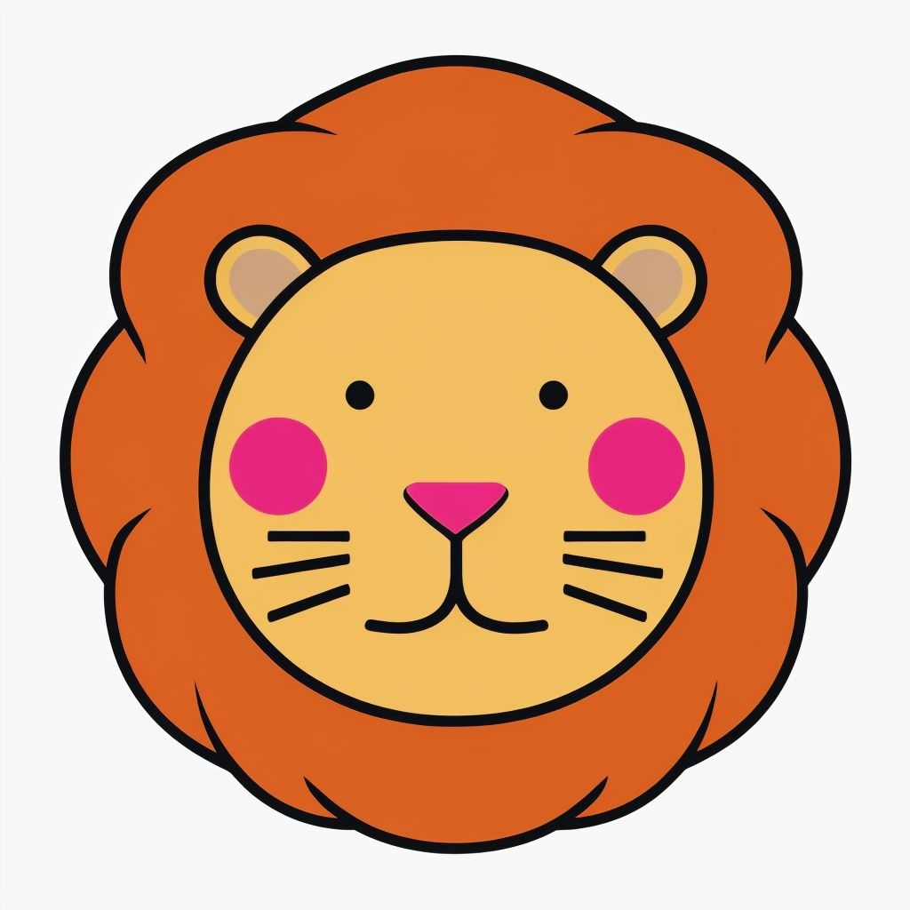 Playful Cartoon Lion Face Illustration Sticker