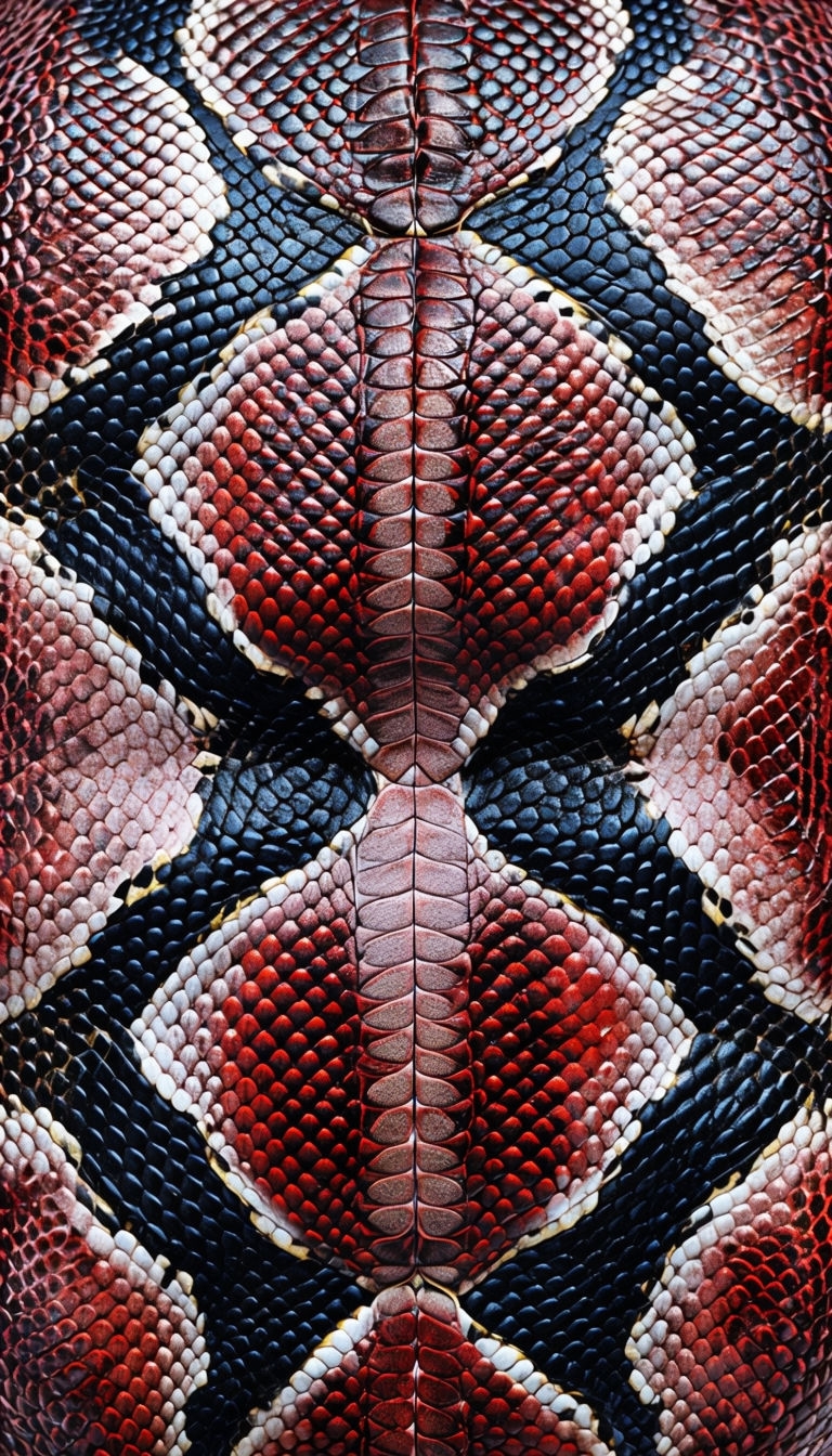 Vibrant Red and Black Snake Skin Pattern Close-Up Phone Case Cover