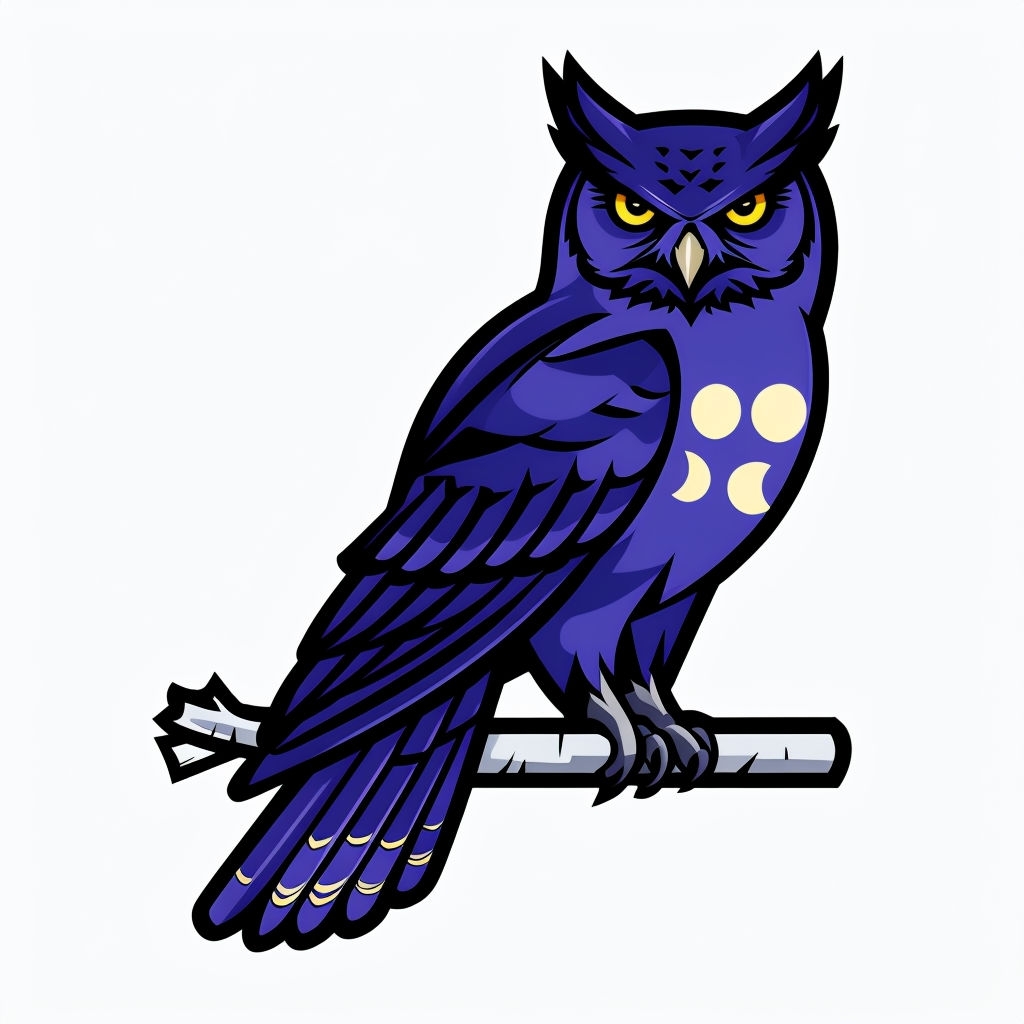 Stylized Great Horned Owl Vector Art Illustration Sticker
