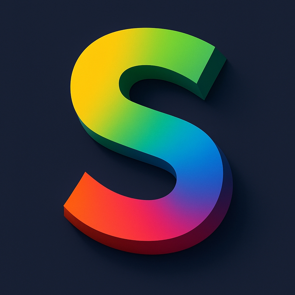 Vibrant Gradient 'S' 3D Letter Art on Dark Background Monogram