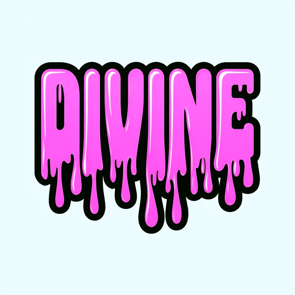 Glossy Pink Dripping 'DIVINE' Typography Sticker