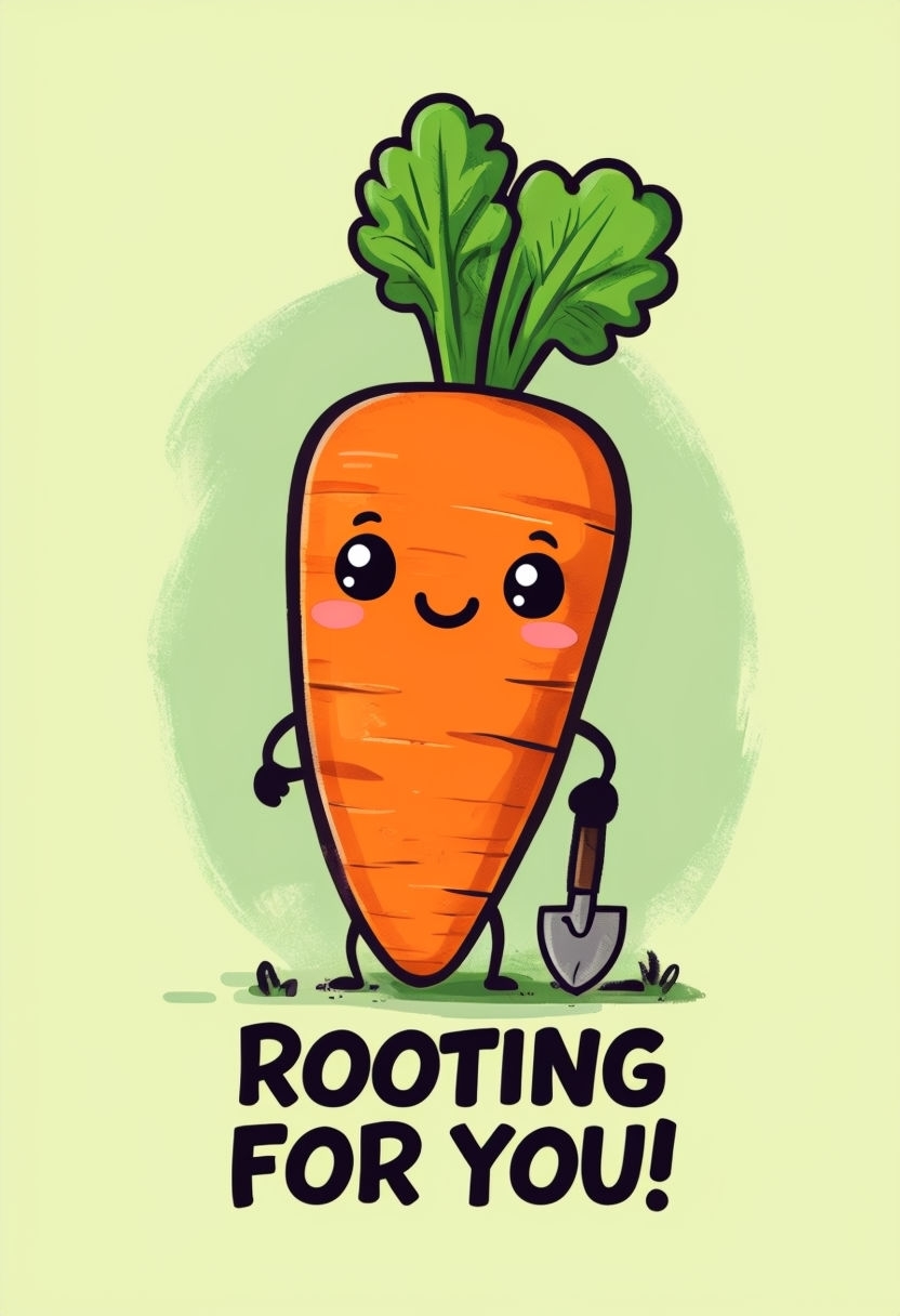 Cheerful Cartoon Carrot Gardening Illustration for Poster