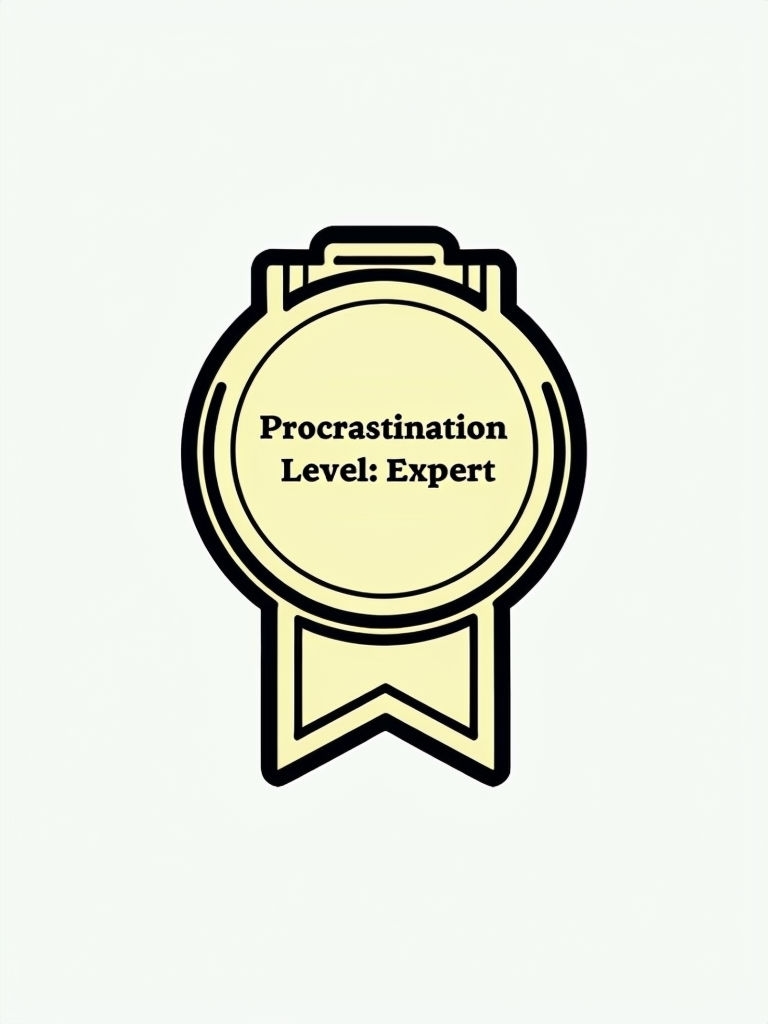 Procrastination Level Expert Gold Medal Badge Sticker