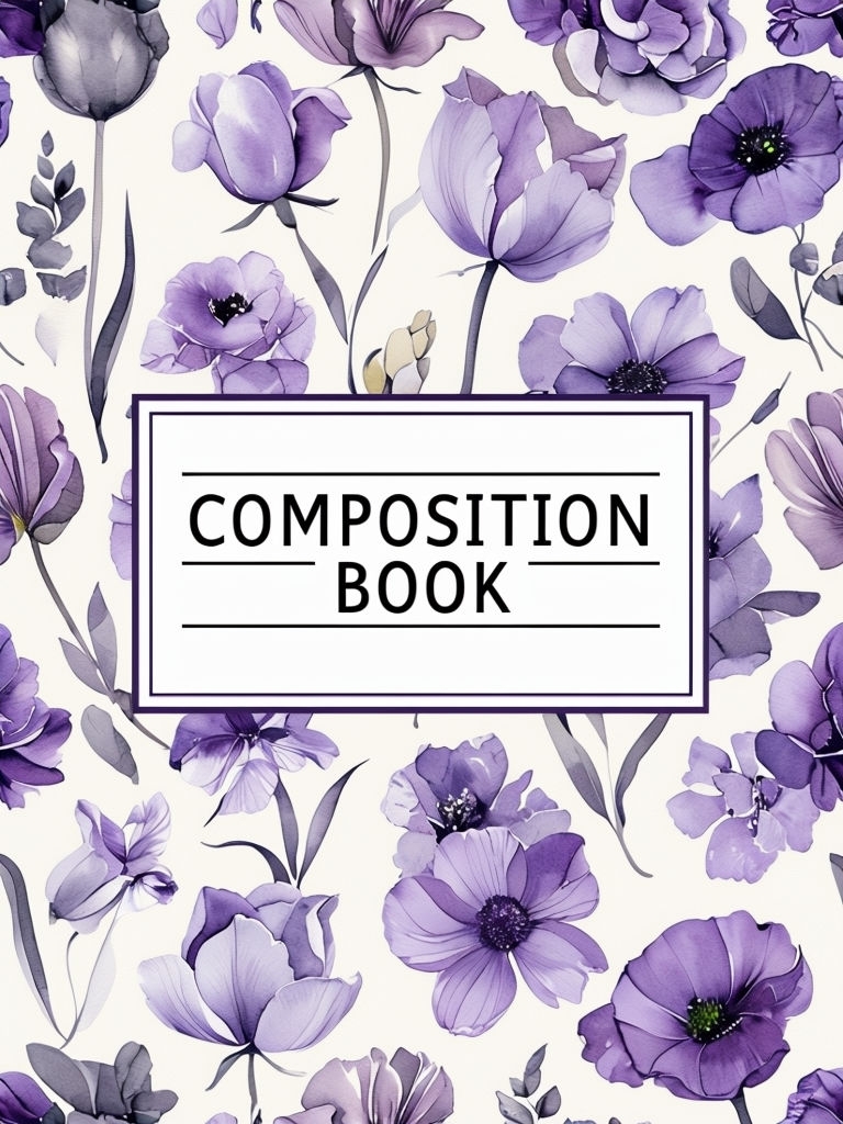 Elegant Watercolor Floral Composition Notebook Cover Design EBook Cover