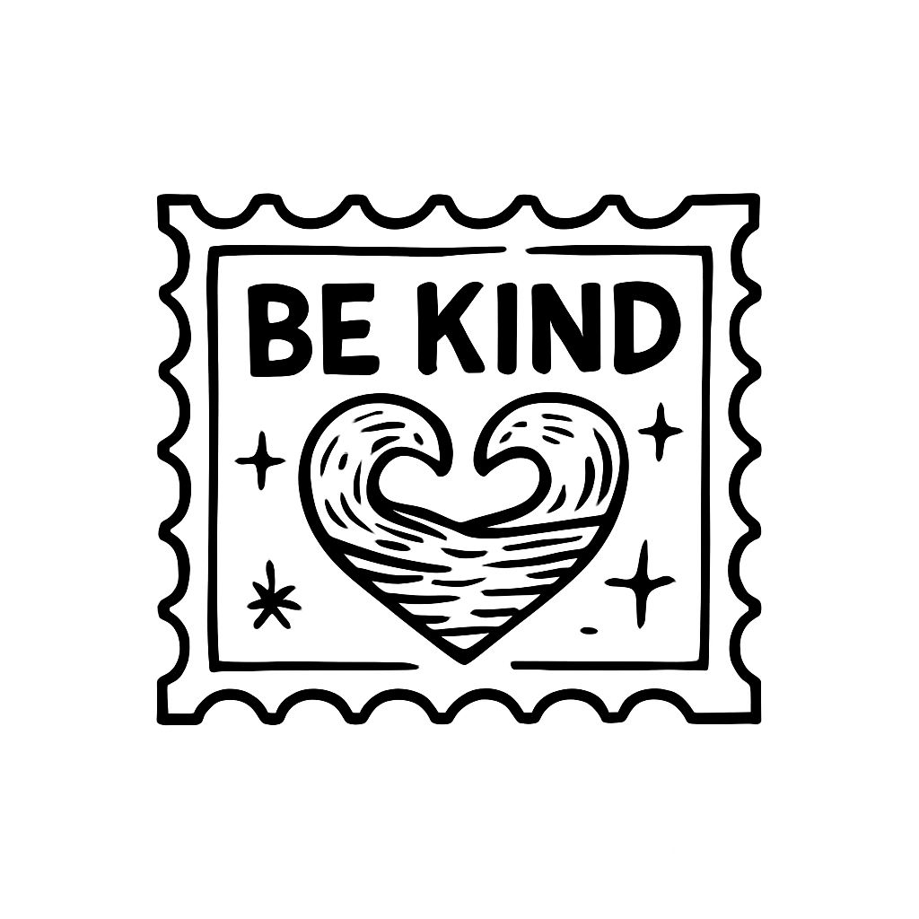 Black and White Be Kind Heart Stamp Design Mug