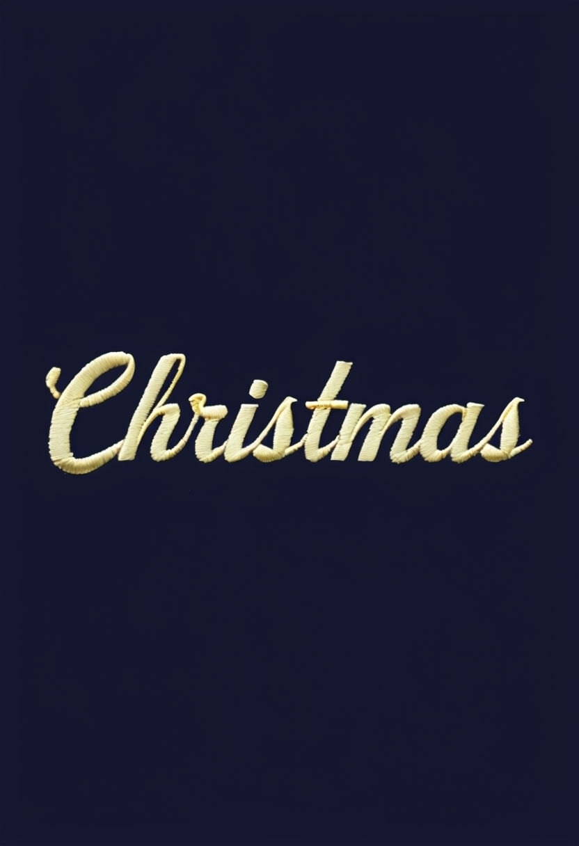 Vintage Christmas Embroidered Text Design T-Shirt