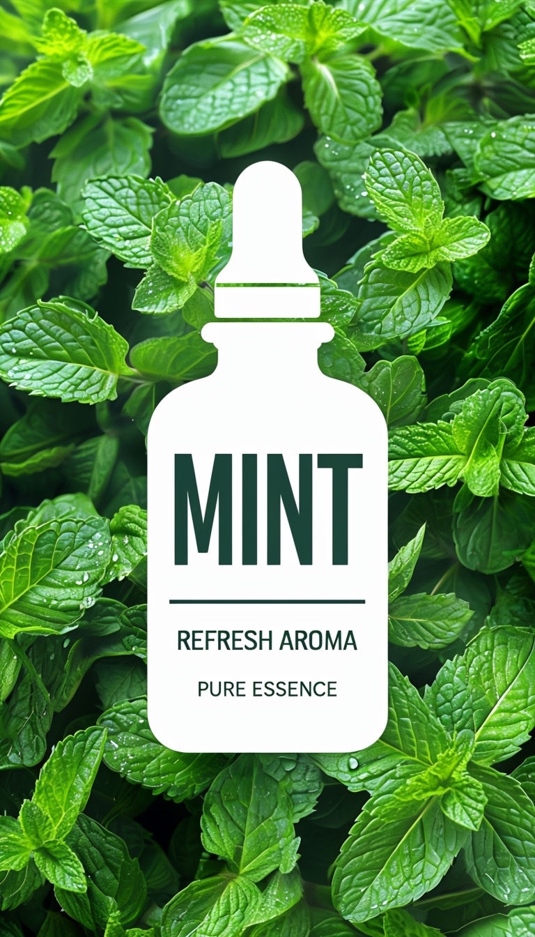 Fresh Mint Essential Oil Advertisement with Clean Design Ads