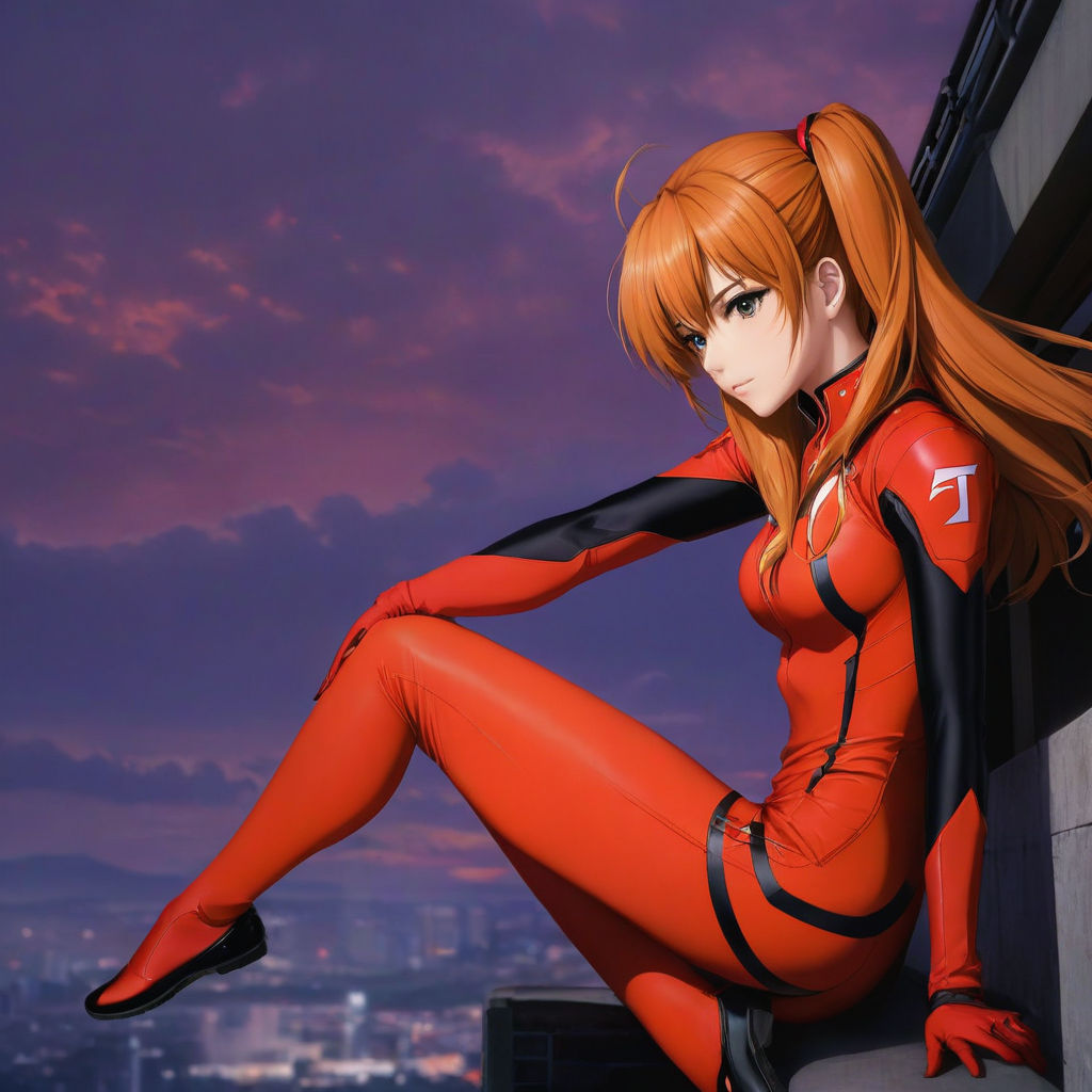 Asuka Langley de Evangelion en una pose sexy