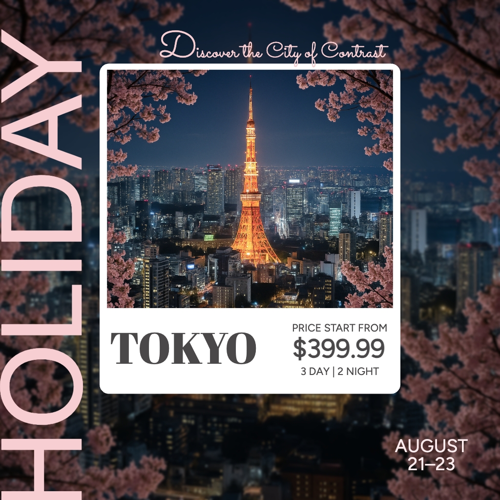 Stunning Tokyo Night Cityscape Holiday Promotion Instagram Post