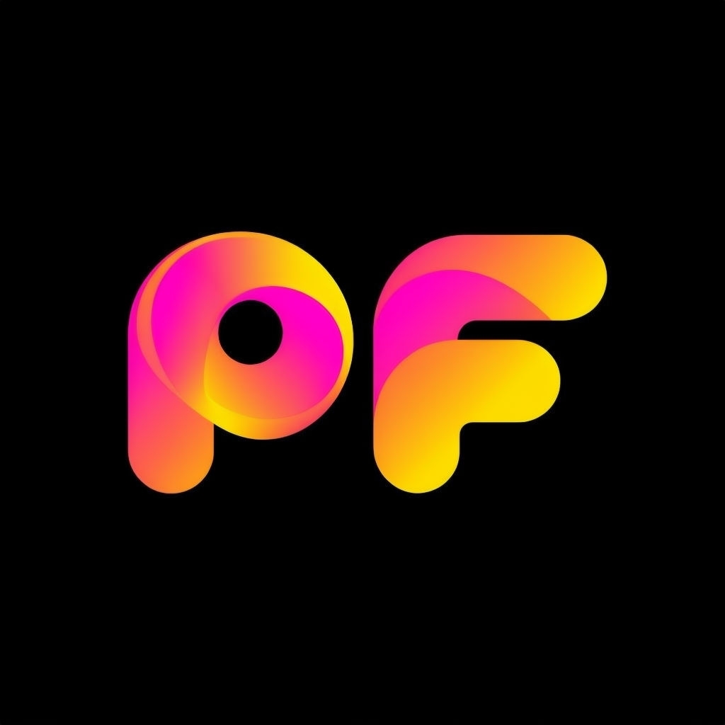Vibrant Gradient PF Monogram Logo on Black Background Monogram