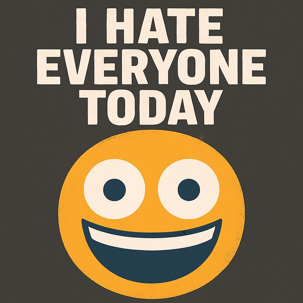 I Hate Everyone Today Minimalist Emoji T-Shirt