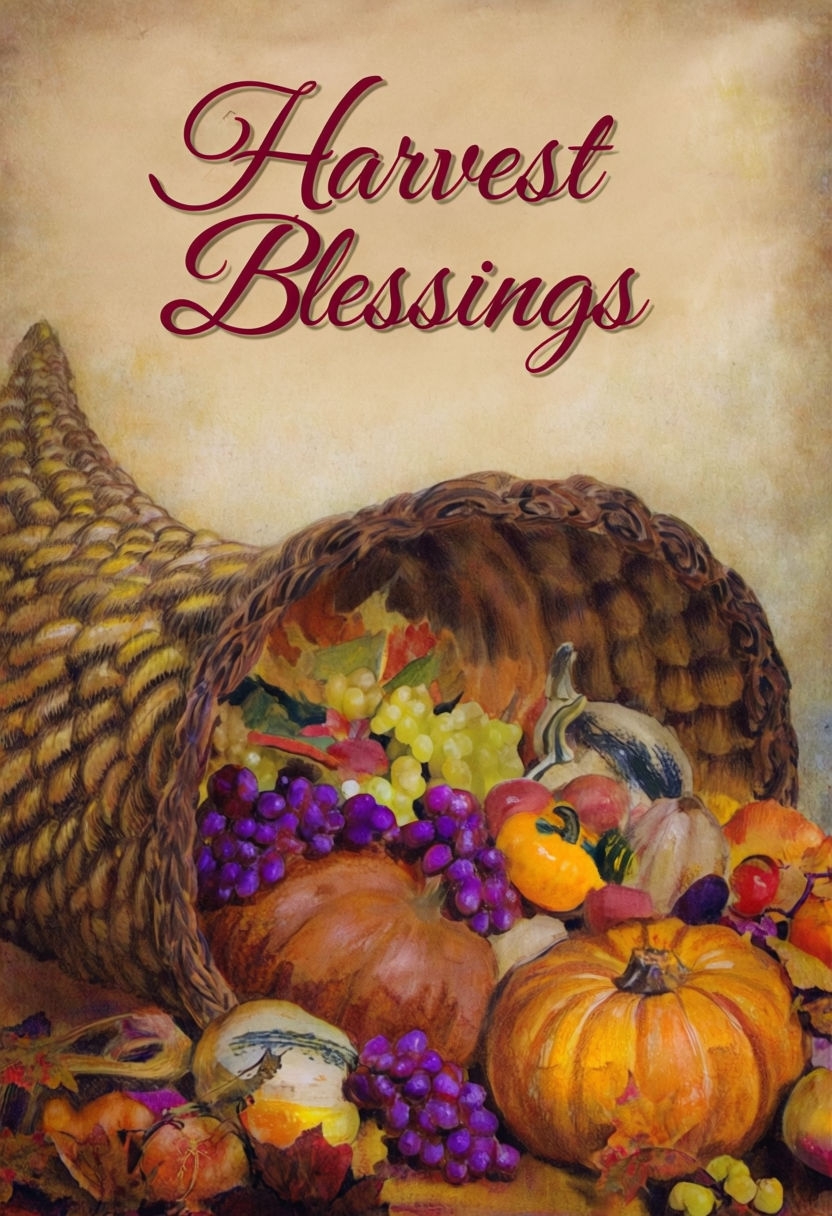 Harvest Blessings Cornucopia Autumn Art Poster