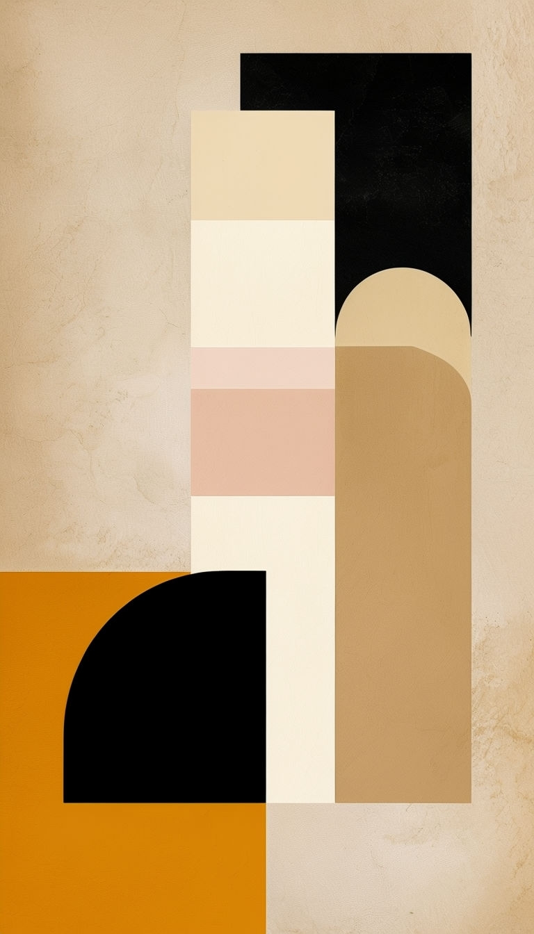 Modern Abstract Geometric Composition with Warm Colors Mobile Wallpaper