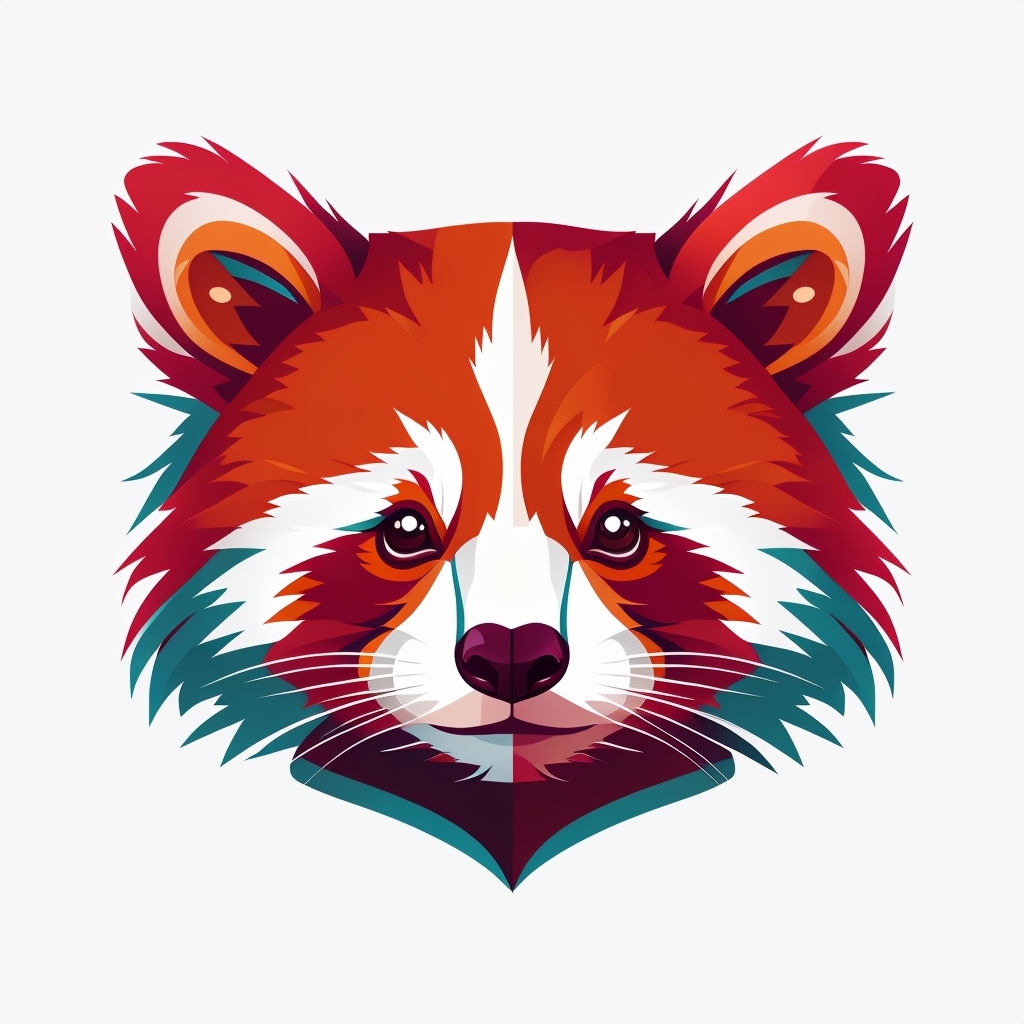 Colorful Modern Red Panda Face Illustration Sticker
