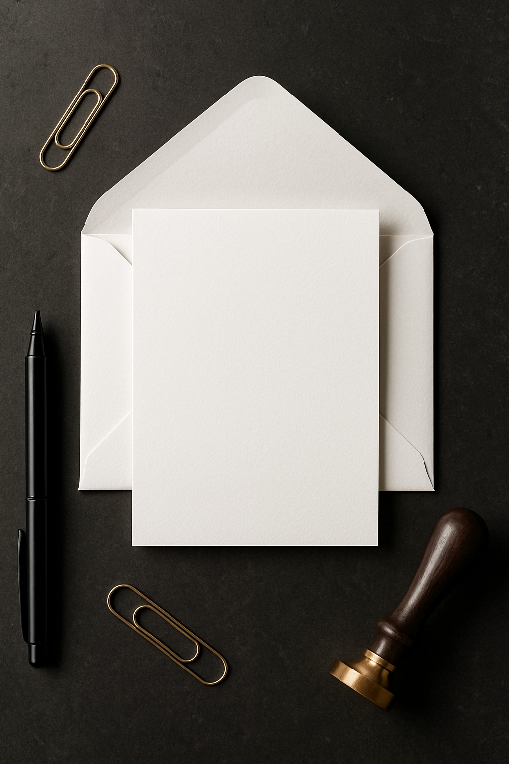 Minimalist Flat Lay of Envelope and Stationery Items Mockup