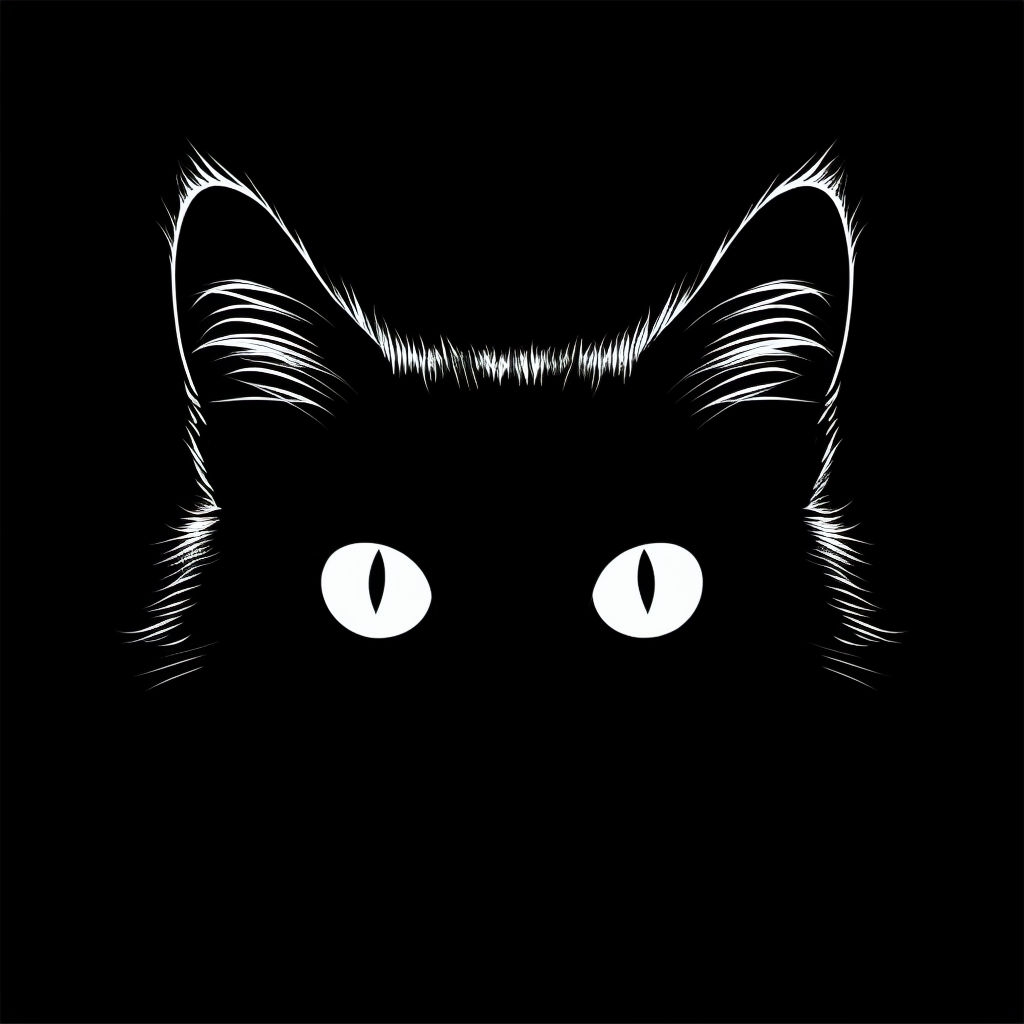 Minimalist Cat Silhouette with Bright Eyes T-shirt
