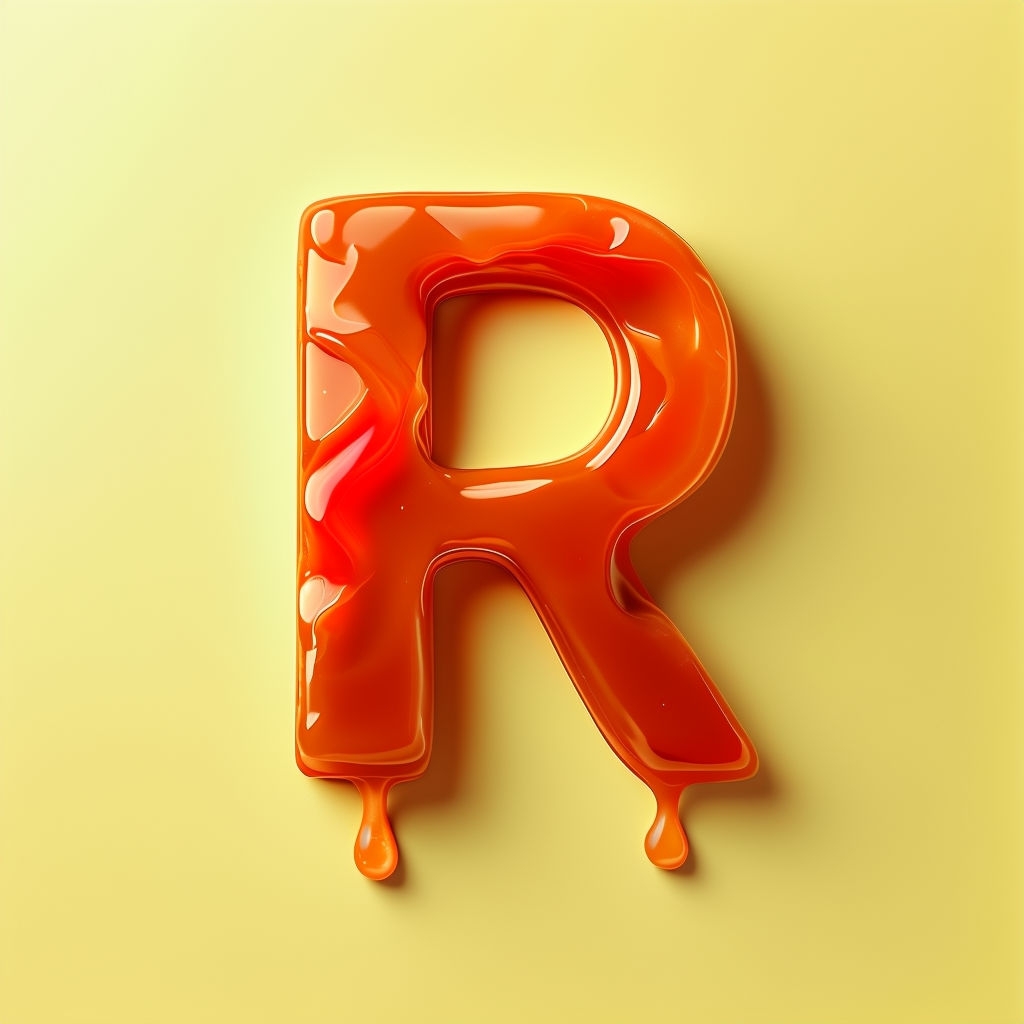 Glossy Red Caramel Letter R Minimalist Logo Design Monogram