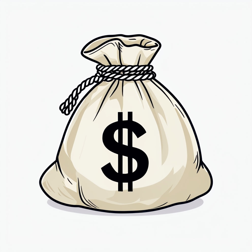 Cartoon Money Bag Illustration with Dollar Sign Sticker