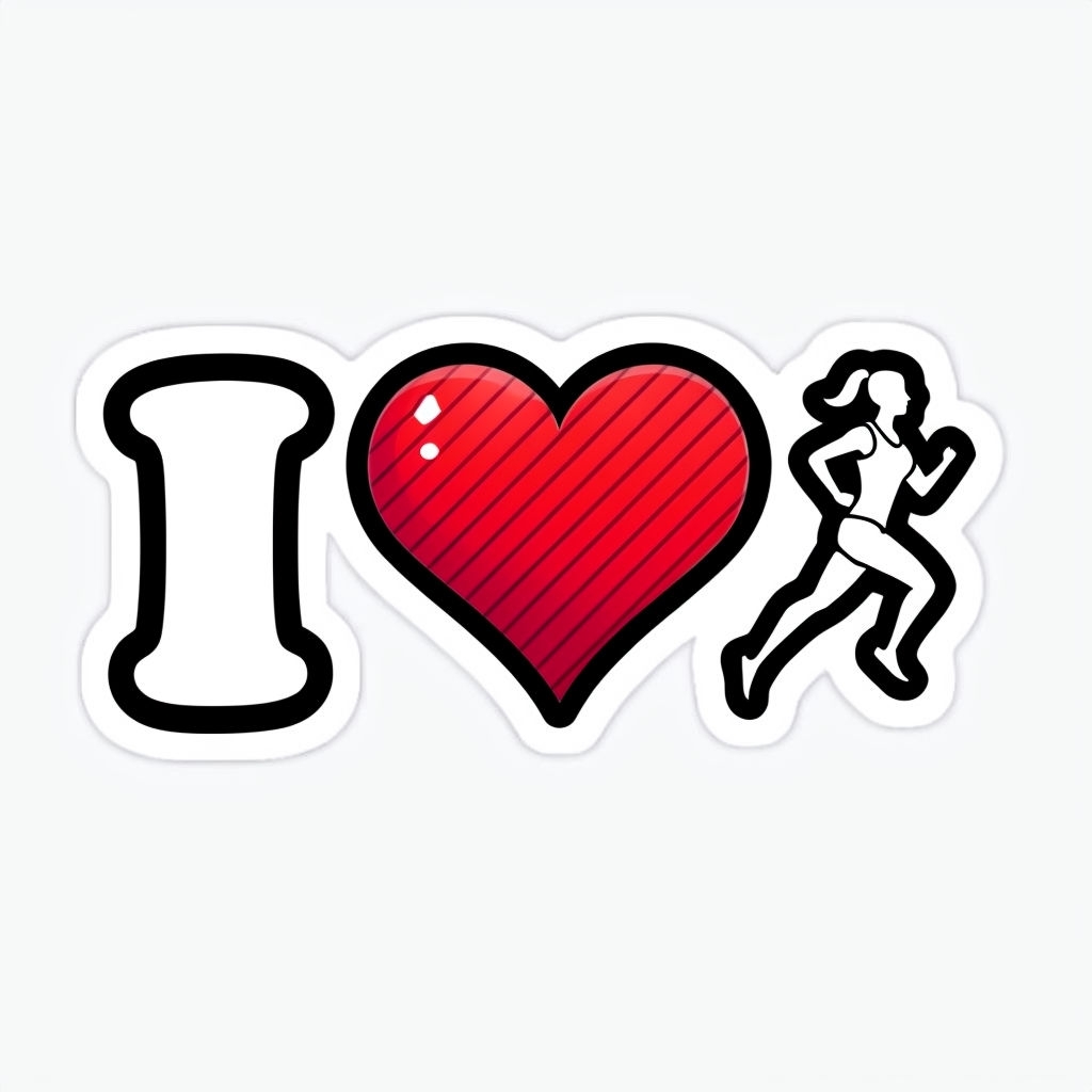 Bold 'I' Heart and Runner Graphic Design Sticker